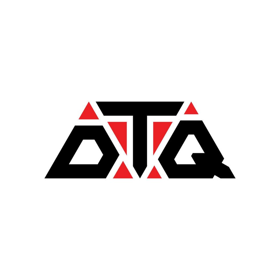 DTQ triangle letter logo design with triangle shape. DTQ triangle logo design monogram. DTQ triangle vector logo template with red color. DTQ triangular logo Simple, Elegant, and Luxurious Logo. DTQ