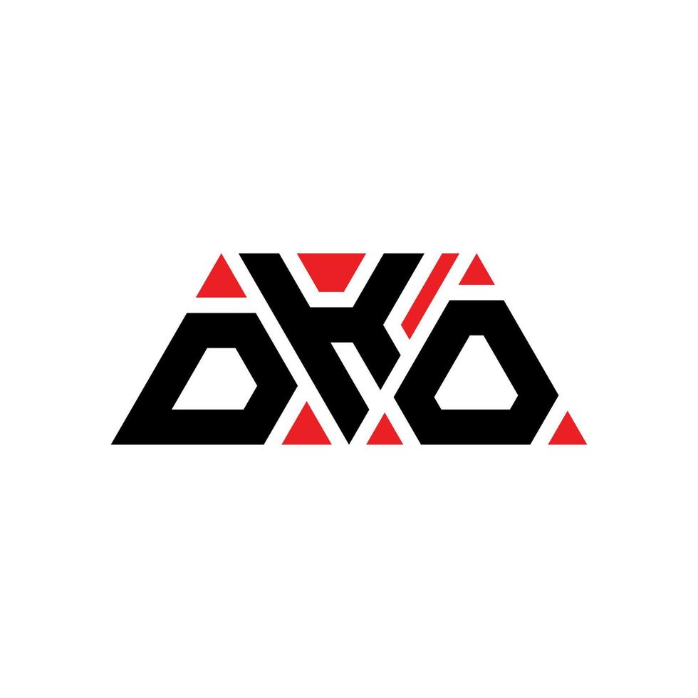 diseño de logotipo de letra triangular dko con forma de triángulo. monograma de diseño del logotipo del triángulo dko. plantilla de logotipo de vector de triángulo dko con color rojo. logo triangular dko logo simple, elegante y lujoso. dko