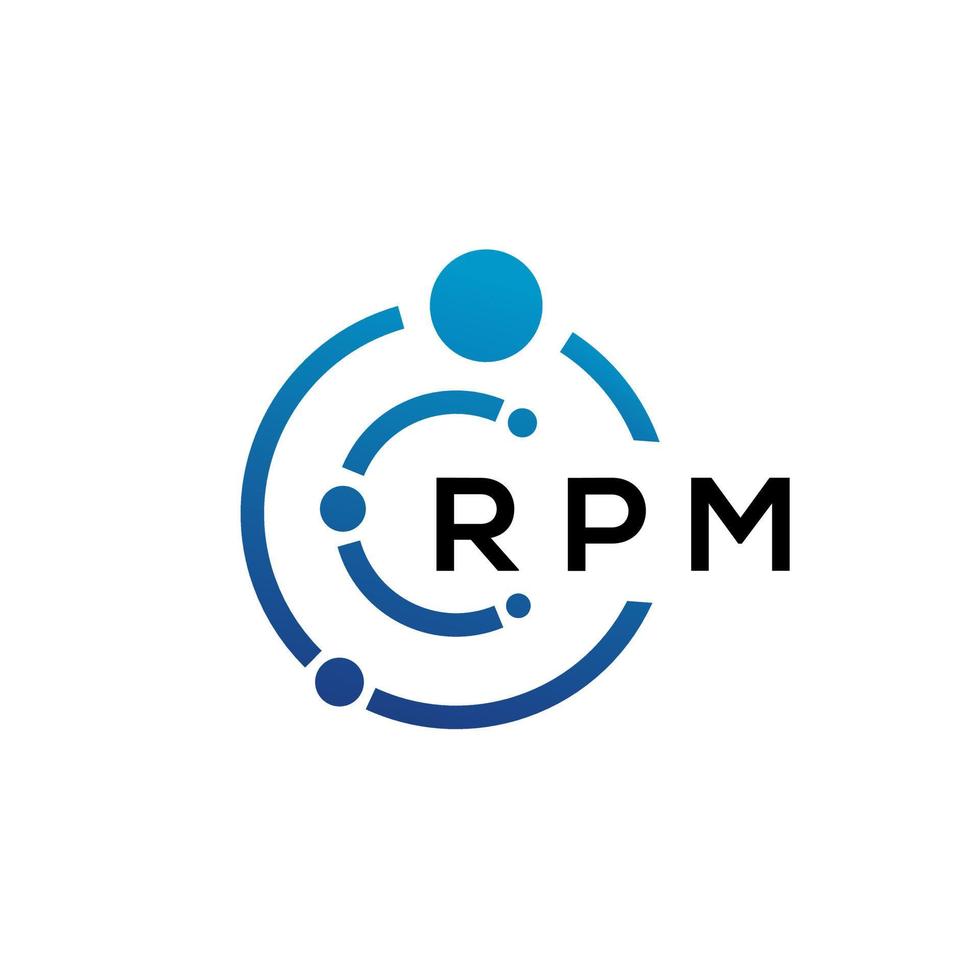 diseño de logotipo de tecnología de letra rpm sobre fondo blanco. RPM letras iniciales creativas concepto de logotipo. diseño de letras rpm. vector