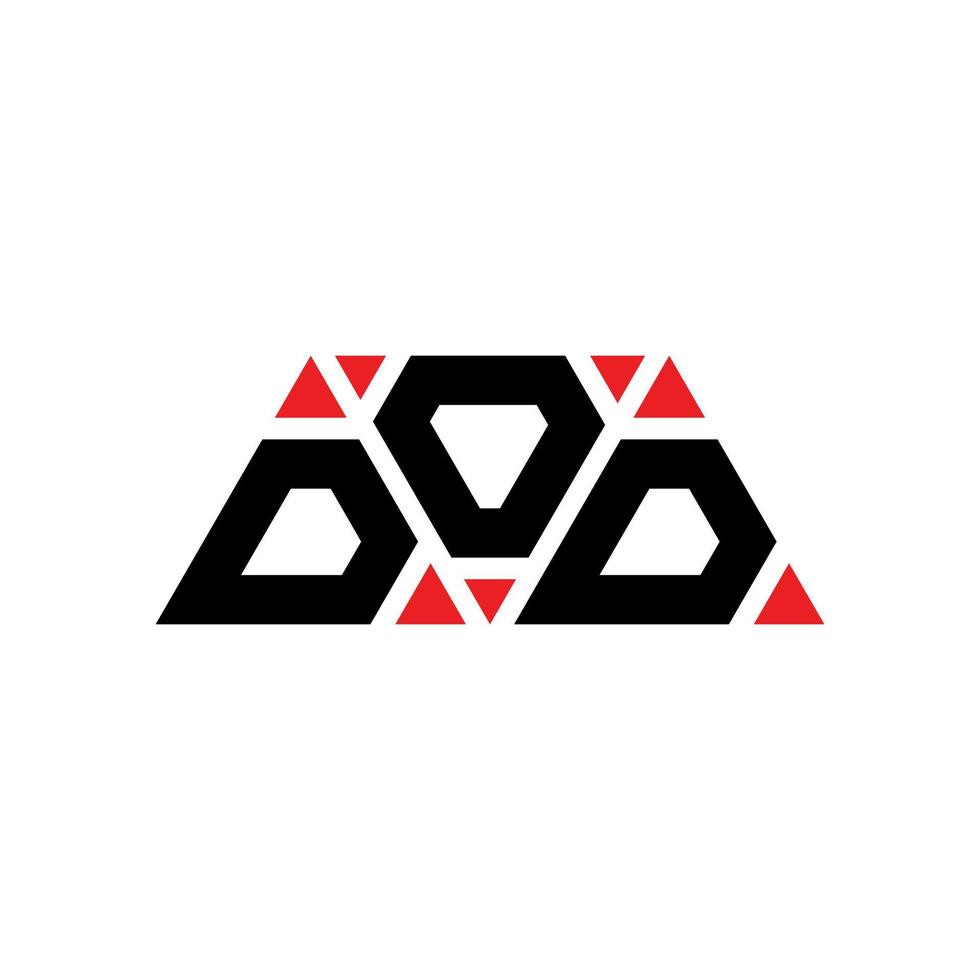 diseño de logotipo de letra de triángulo dod con forma de triángulo. monograma de diseño del logotipo del triángulo dod. plantilla de logotipo de vector de triángulo dod con color rojo. logo triangular dod logo simple, elegante y lujoso. dod