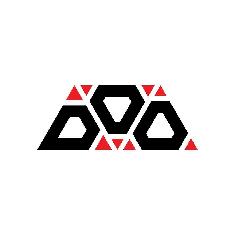 DOO triangle letter logo design with triangle shape. DOO triangle logo design monogram. DOO triangle vector logo template with red color. DOO triangular logo Simple, Elegant, and Luxurious Logo. DOO