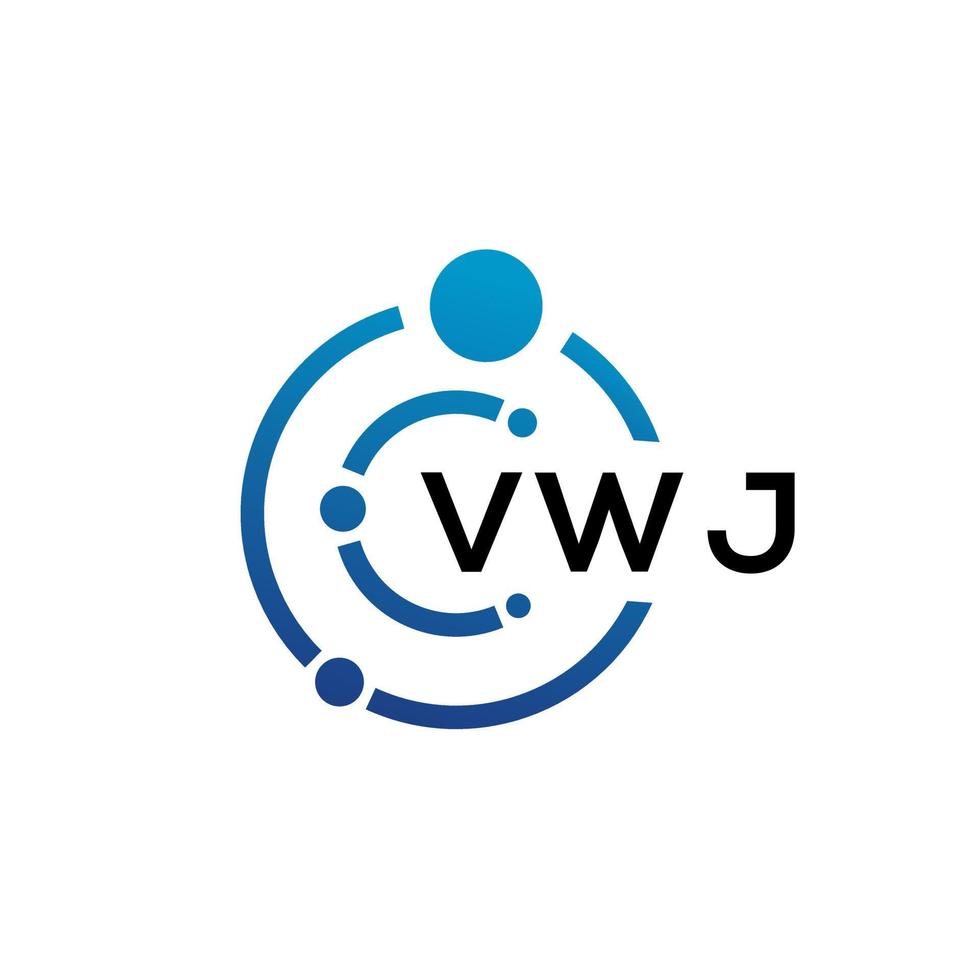 WWJ letter technology logo design on white background. WWJ creative initials letter IT logo concept. WWJ letter design. vector