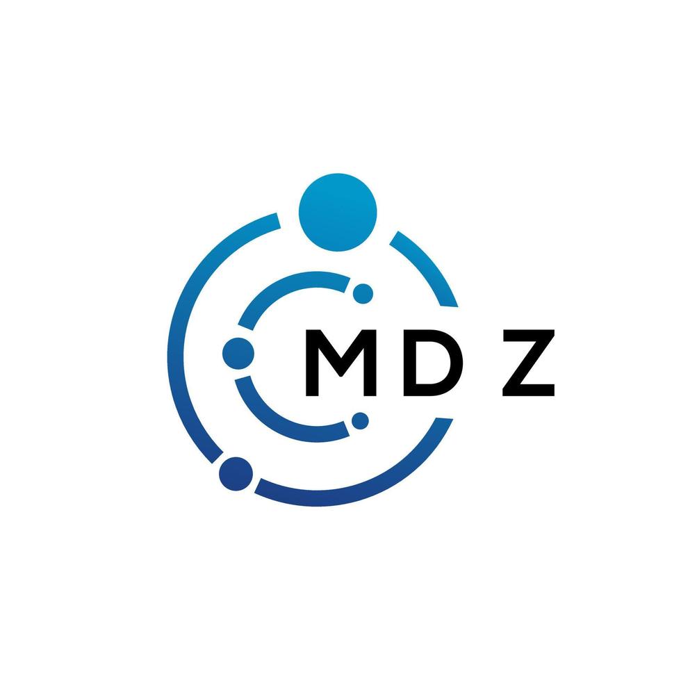MDZ letter technology logo design on white background. MDZ creative initials letter IT logo concept. MDZ letter design. vector