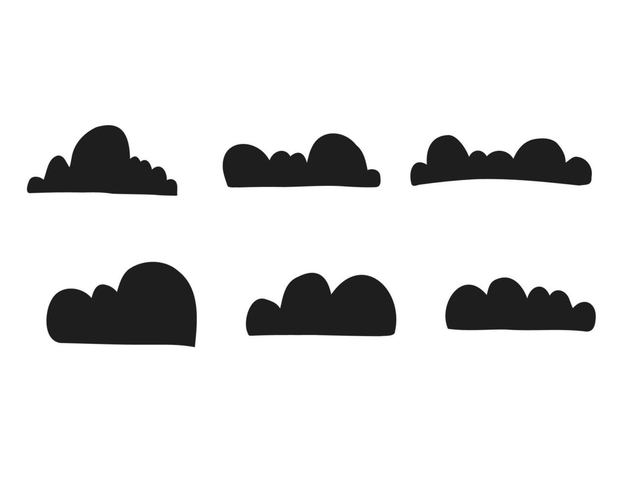 Halloween 2022 - October 31. A traditional holiday. Trick or treat. Vector illustration in hand-drawn doodle style. Set of silhouettes of terrible ominous clouds.