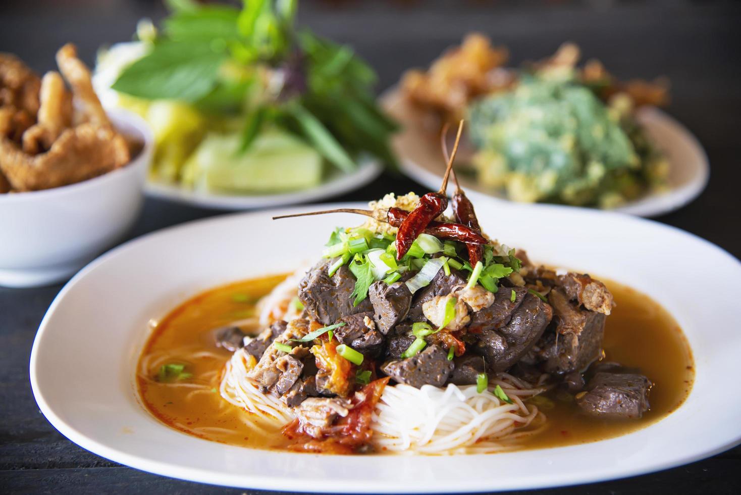 Spicy Northern Thai style noodle set - Thai food concept photo