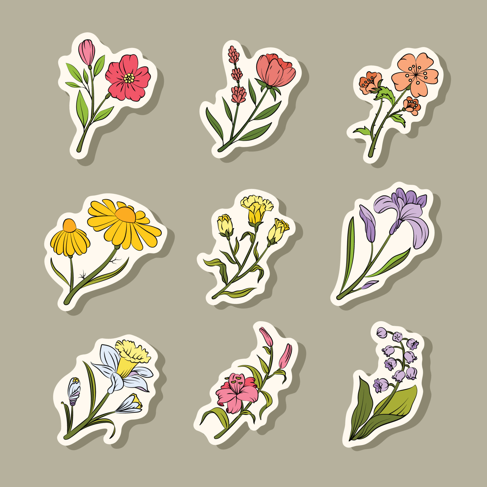 Handdrawn Aesthetics Floral Sticker 10167399 Vector Art at Vecteezy