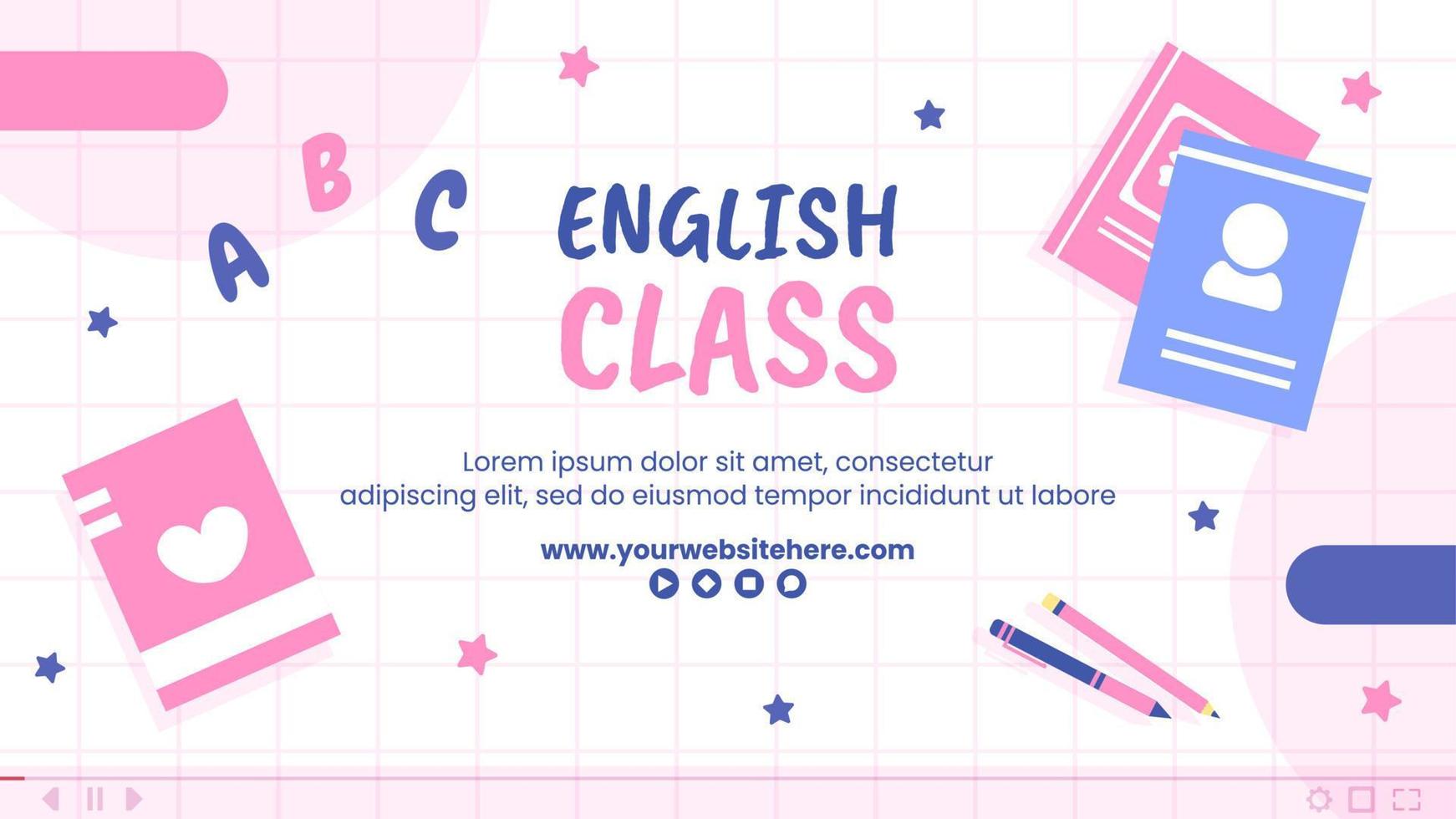 English Class Video Thumbnail Template Hand Drawn Cartoon Flat Illustration vector