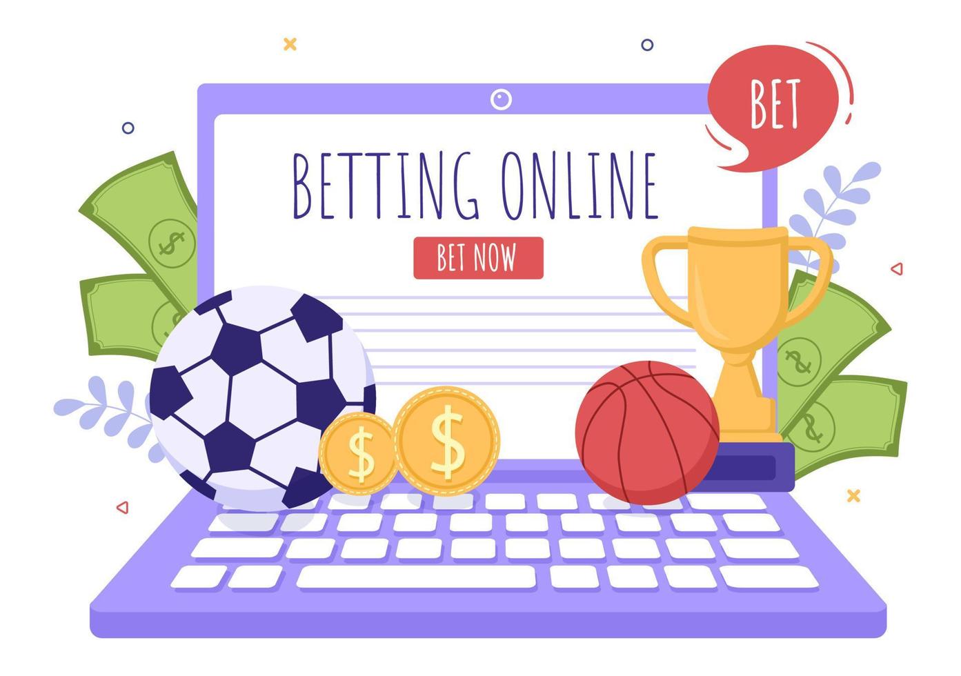 Online Betting Sports Game with Gold Coins and Live Bet Application Service Sport Broadcast in Hand Drawn Cartoon Flat Illustration vector