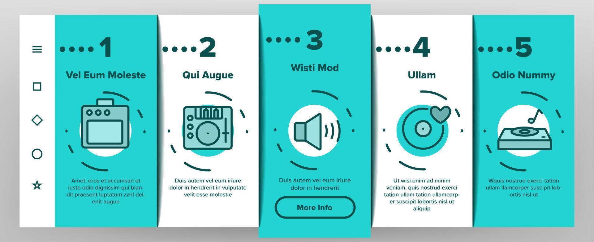 Dj Device Onboarding Elements Icons Set Vector