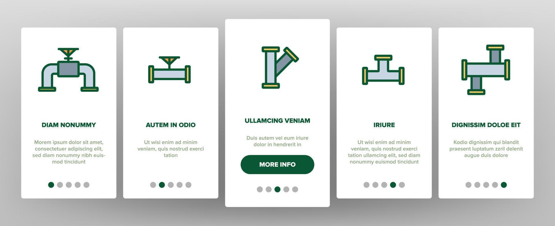 conjunto de iconos de elementos de incorporación de tubería vector