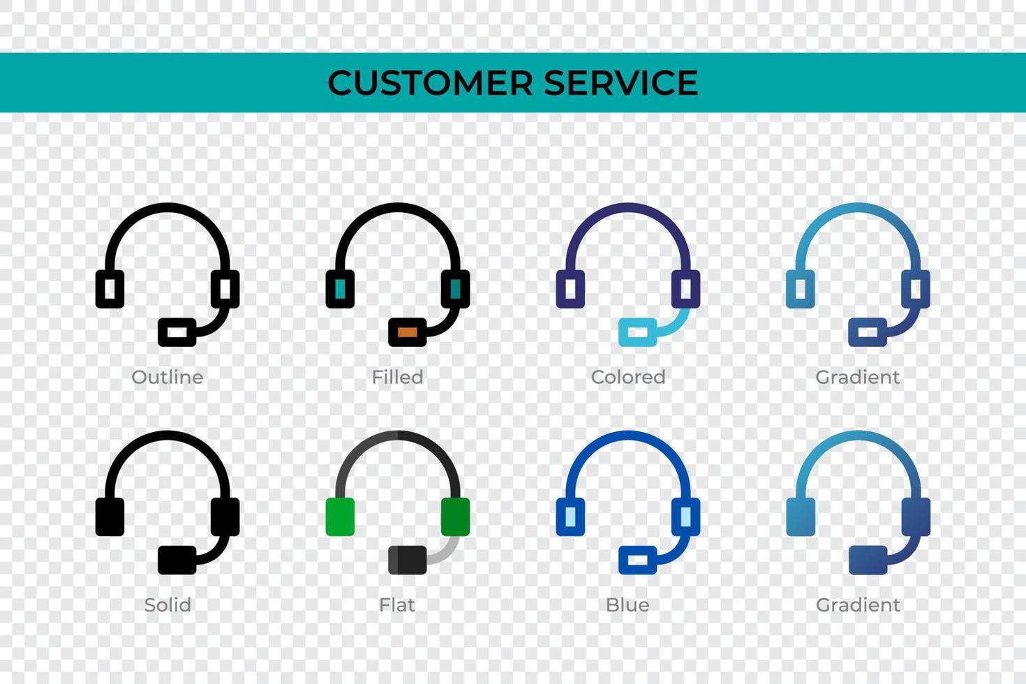 Customer Service icon in different style. Customer Service vector icons designed in outline, solid, colored, filled, gradient, and flat style. Symbol, logo illustration. Vector illustration