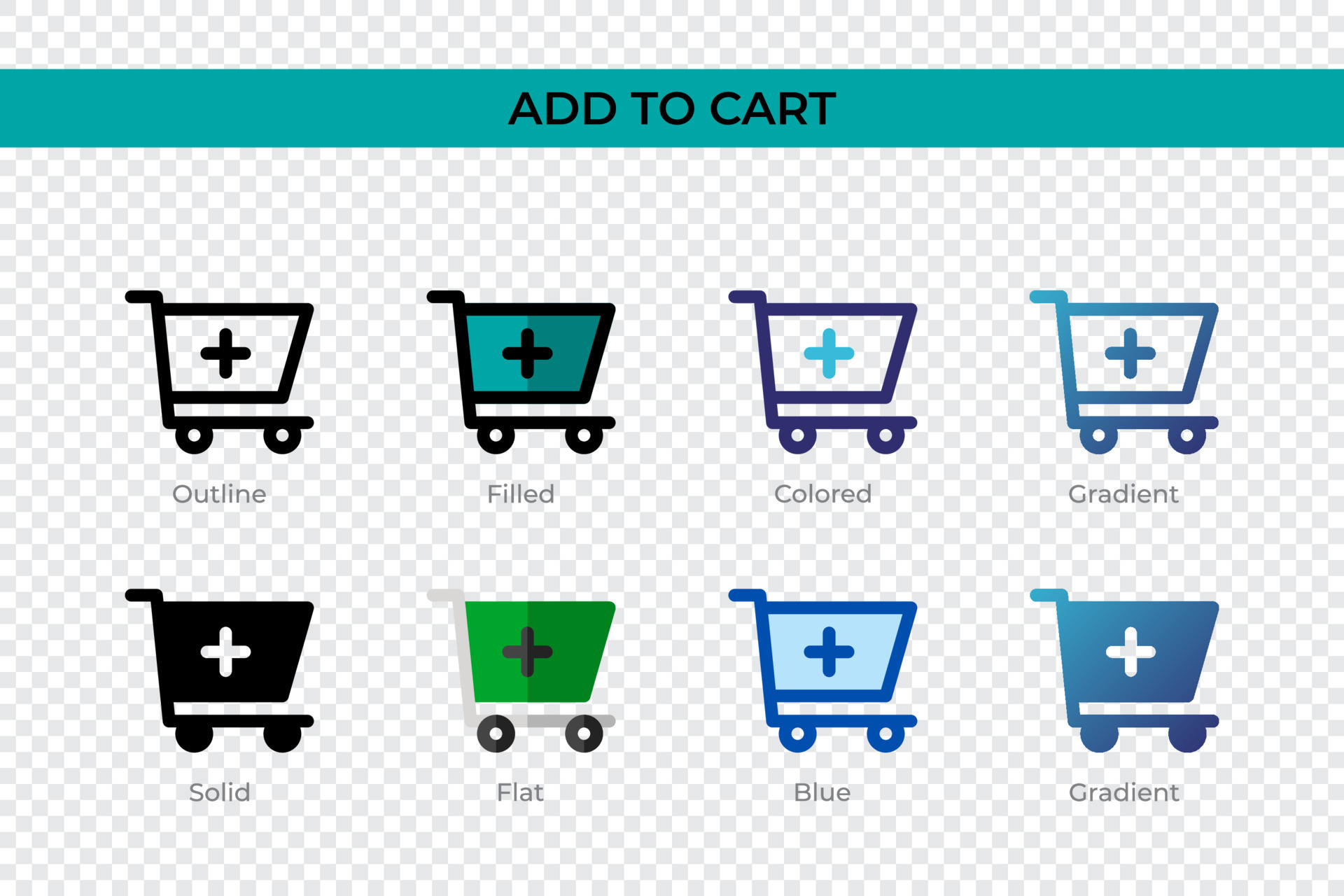 Add To Cart icon in different style. Add To Cart vector icons designed