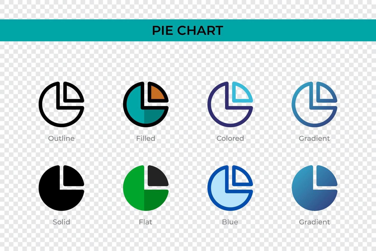 Pie Chart icon in different style. Pie Chart vector icons designed in outline, solid, colored, filled, gradient, and flat style. Symbol, logo illustration. Vector illustration