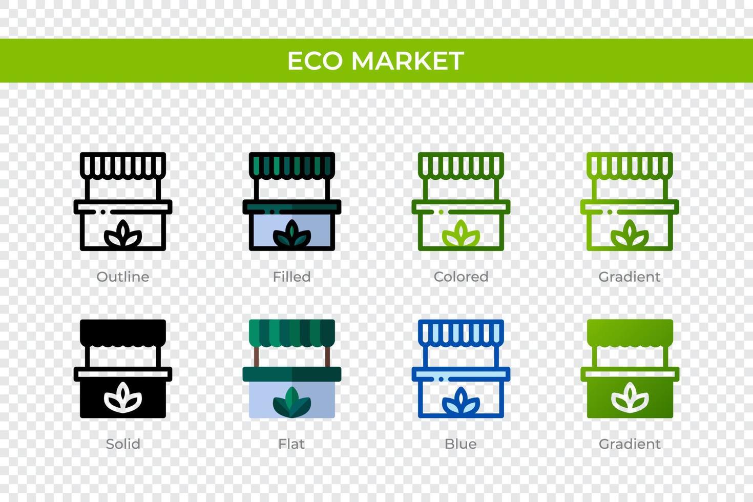 Eco market icon in different style. Eco market vector icons designed in outline, solid, colored, filled, gradient, and flat style. Symbol, logo illustration. Vector illustration