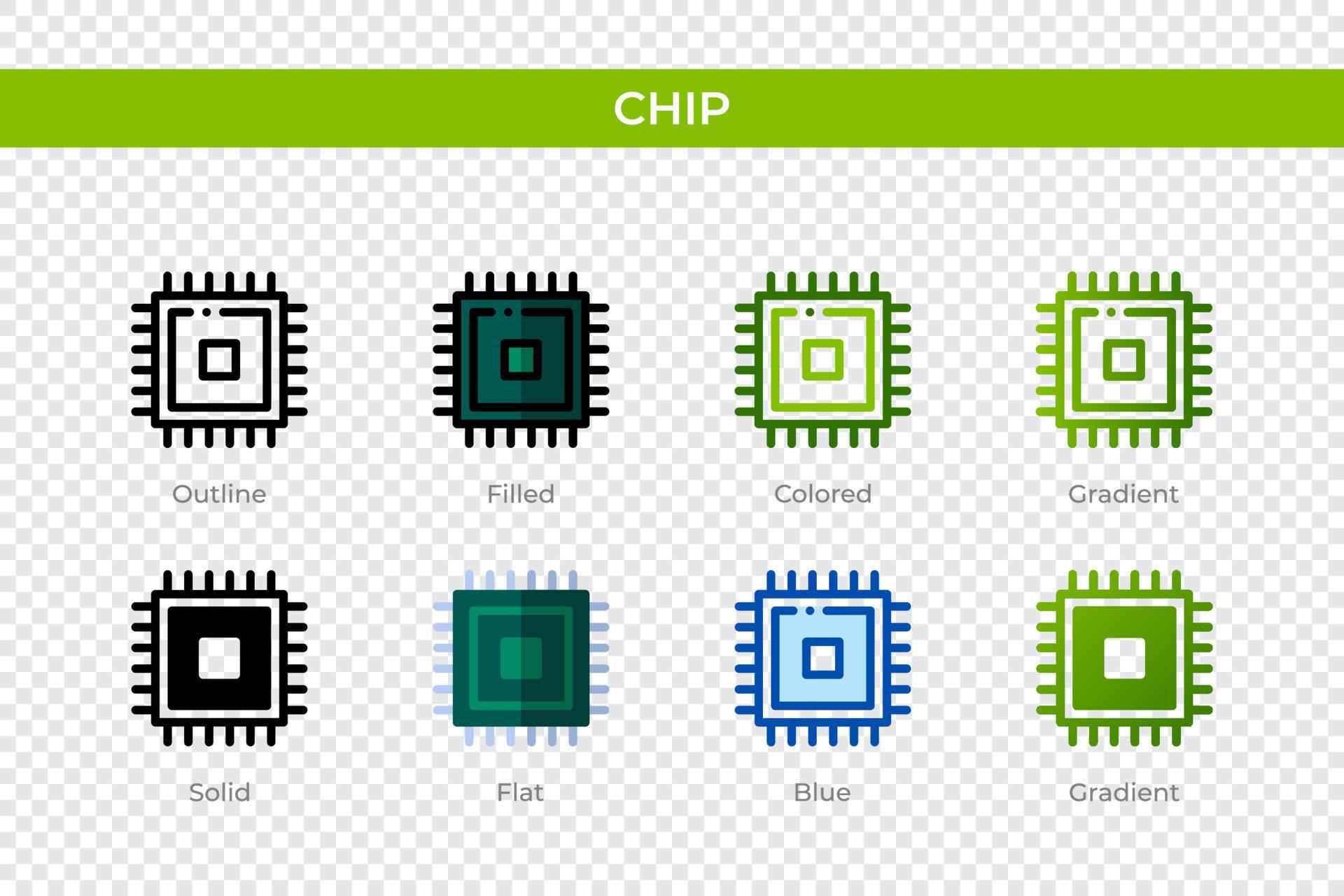 Chip icon in different style. Chip vector icons designed in outline ...