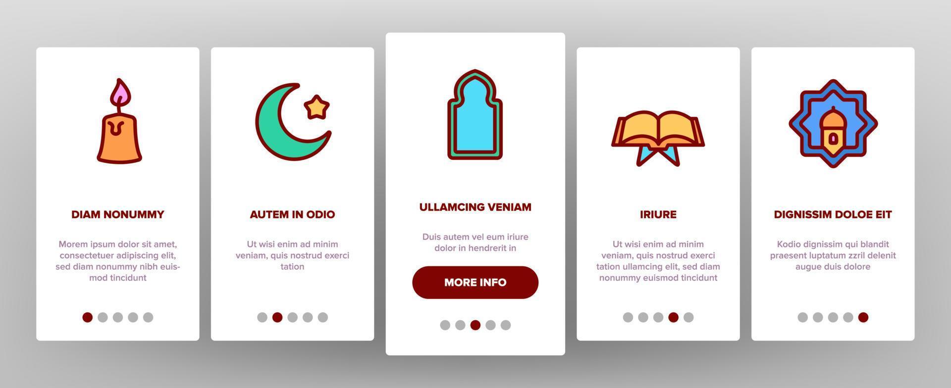 Ramadan Islam Onboarding Elements Icons Vector