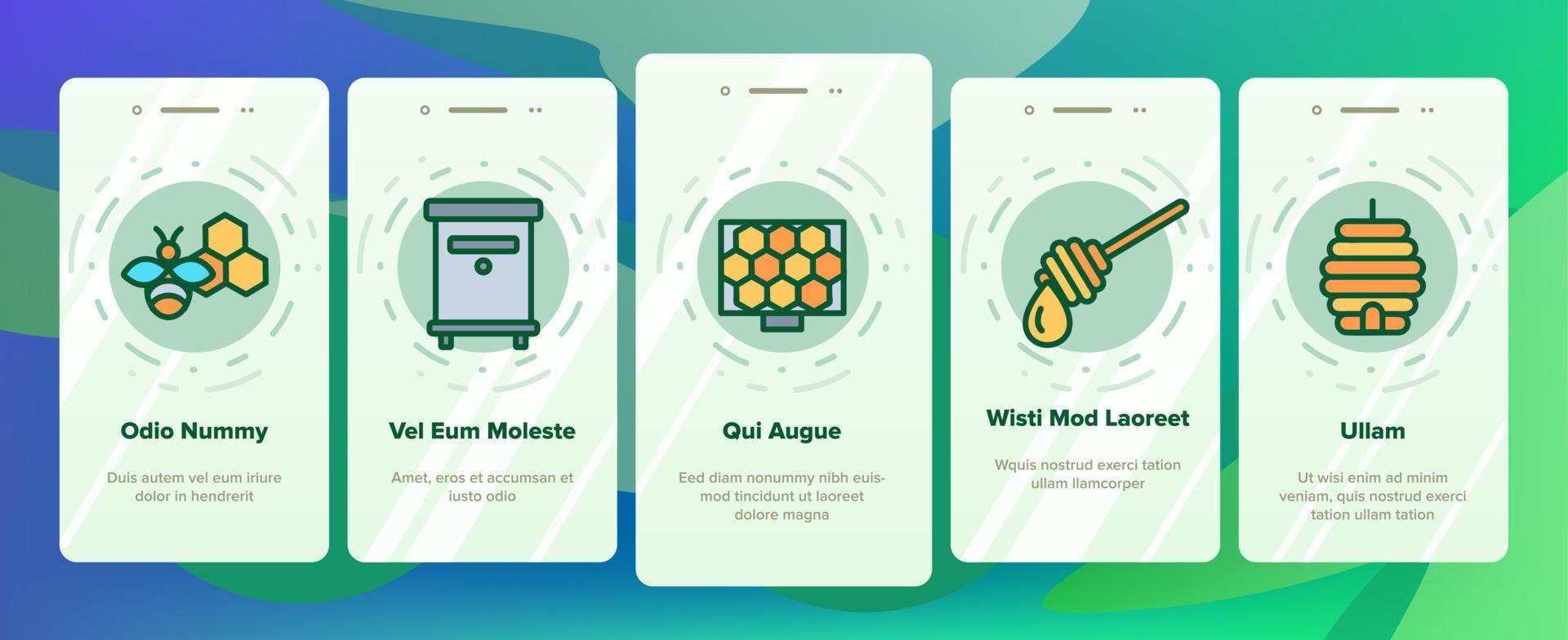 Honeycomb Onboarding Icons Set Vector