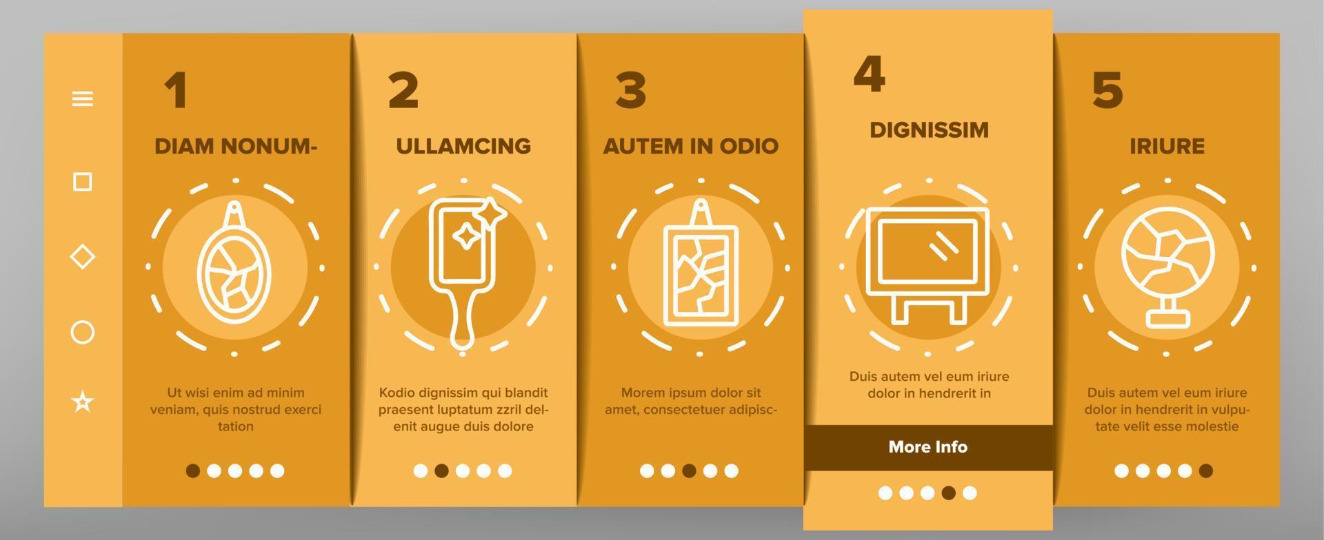 Mirror Different Form Onboarding Icons Set Vector