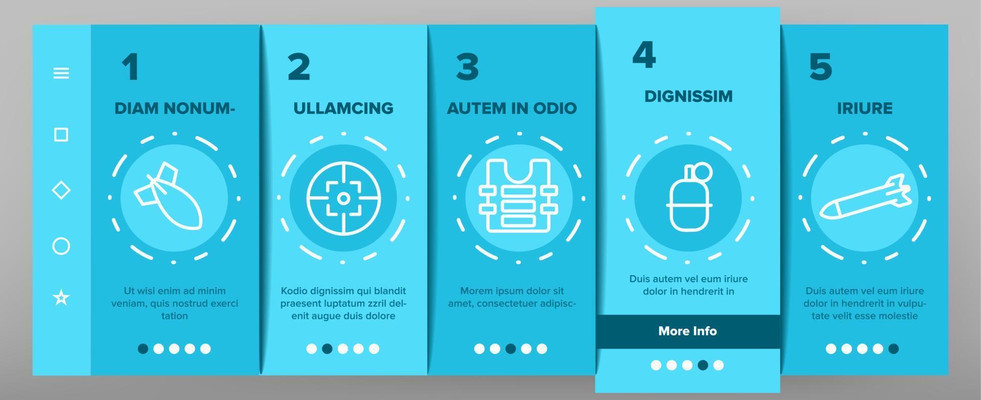 Army Military Onboarding Elements Icons Set Vector