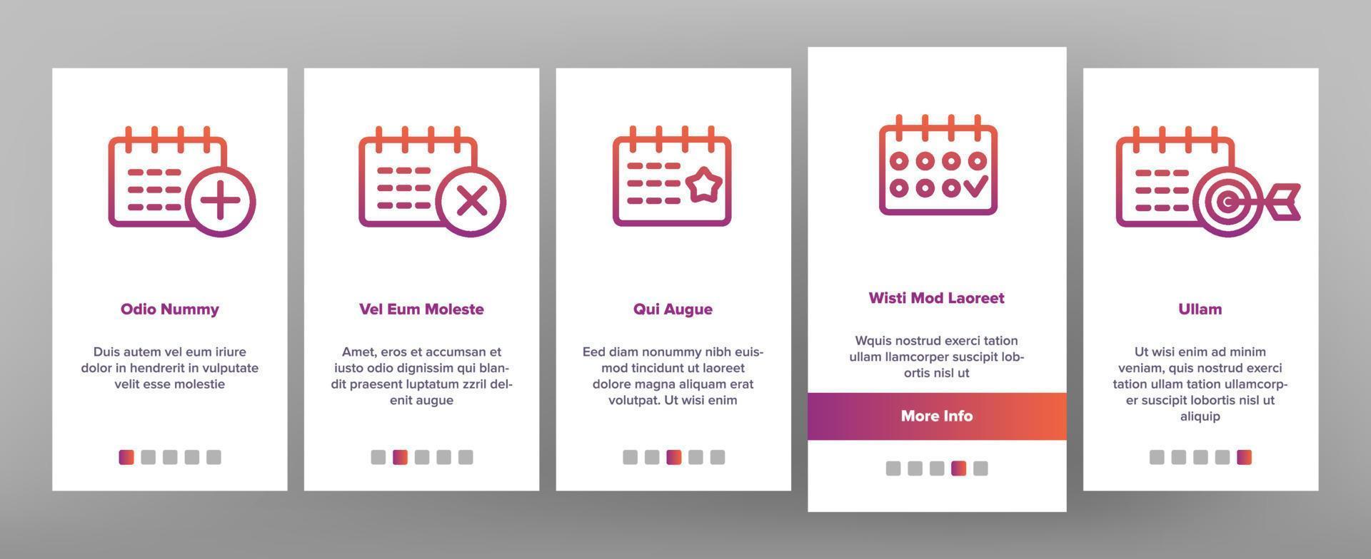 Schedule Onboarding Icons Set Vector