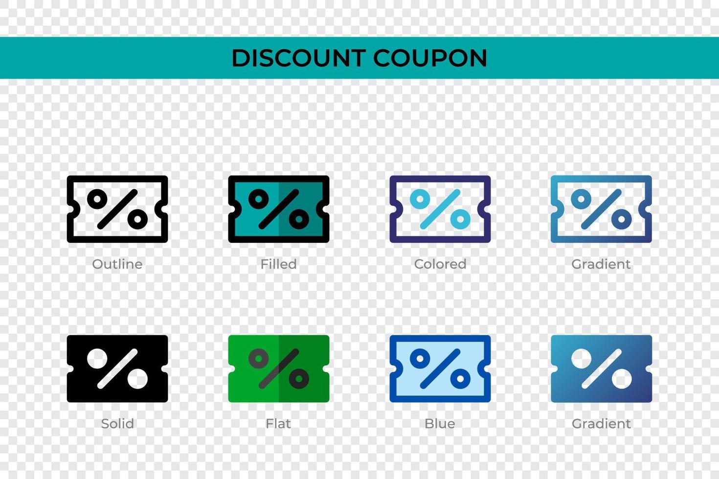 Discount Coupon icon in different style. Discount Coupon vector icons designed in outline, solid, colored, filled, gradient, and flat style. Symbol, logo illustration. Vector illustration