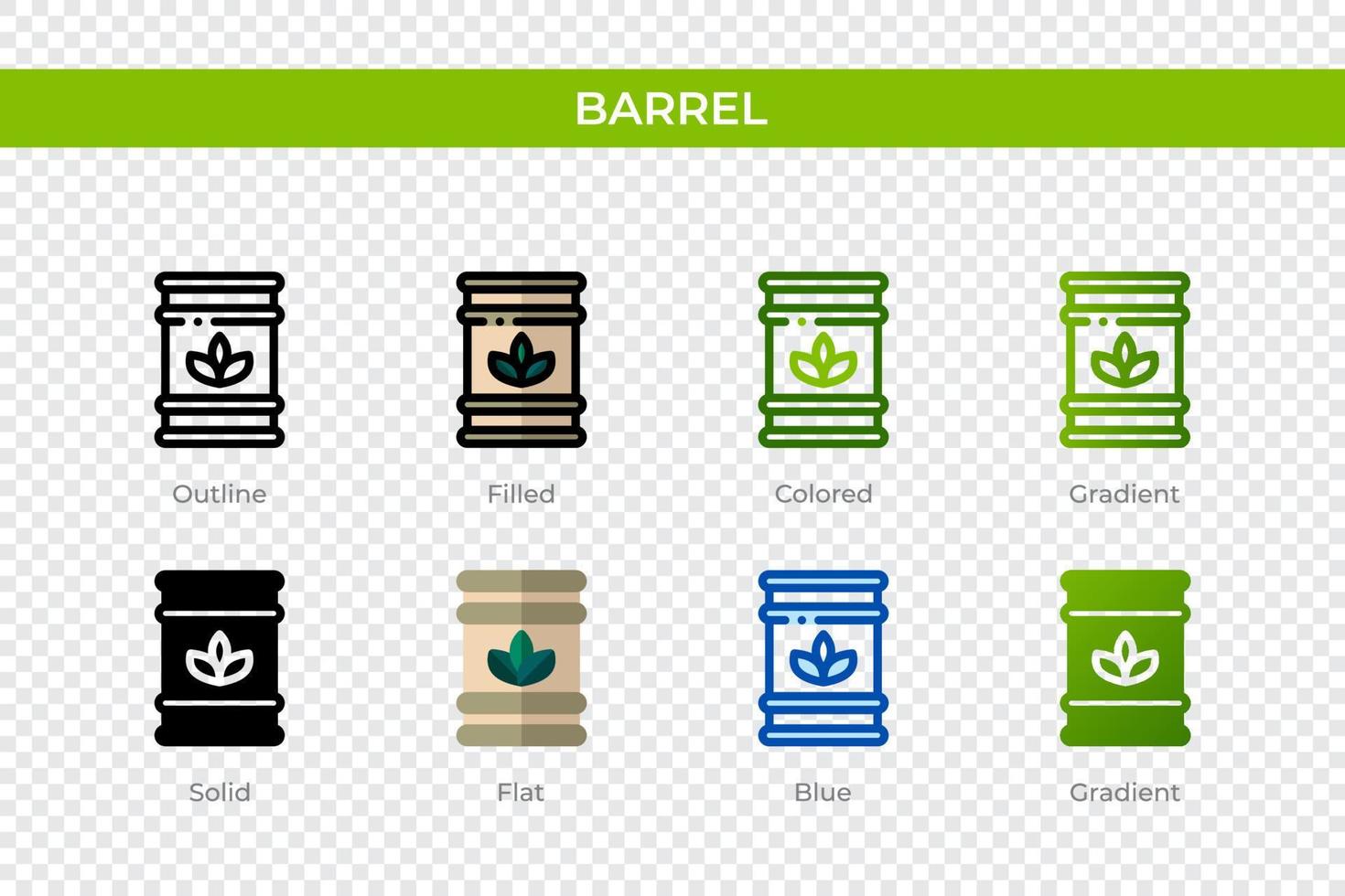 Barrel icon in different style. Barrel vector icons designed in outline, solid, colored, filled, gradient, and flat style. Symbol, logo illustration. Vector illustration