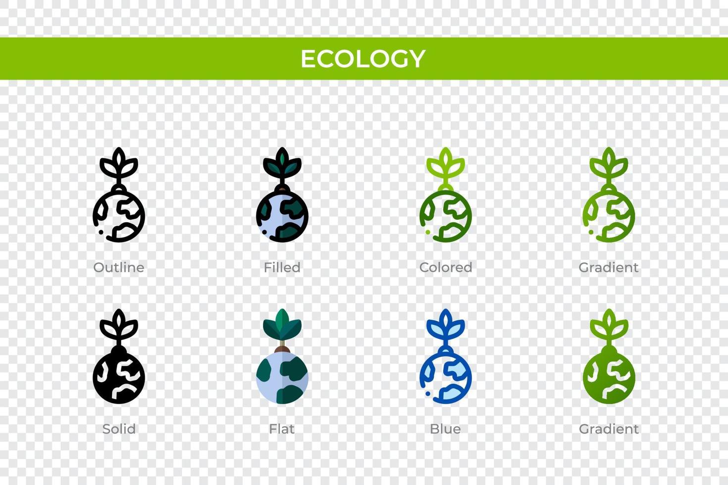 Ecology icon in different style. Ecology vector icons designed in outline, solid, colored, filled, gradient, and flat style. Symbol, logo illustration. Vector illustration