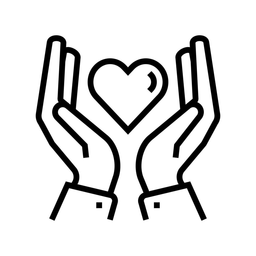 hands holding heart line icon vector illustration