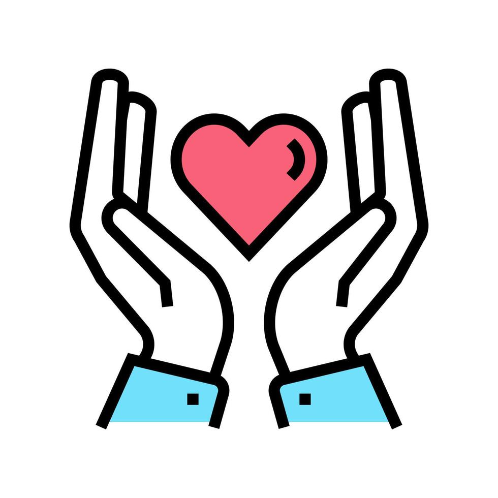 hands holding heart color icon vector illustration