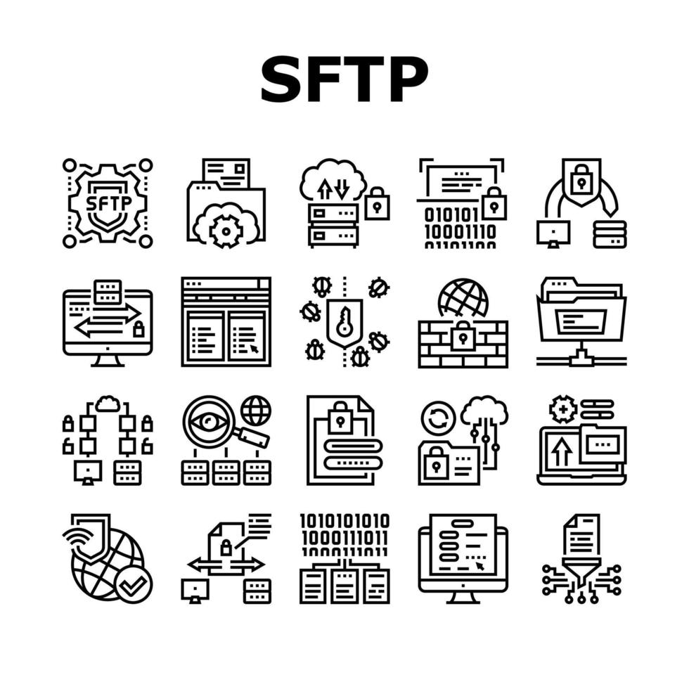 Ssh, Sftp File Transfer Protocol Icons Set Vector