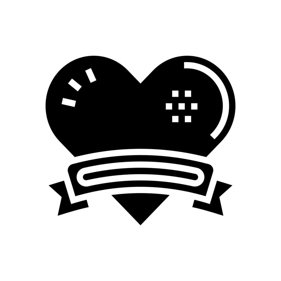 corazón con cinta logo glifo icono vector ilustración