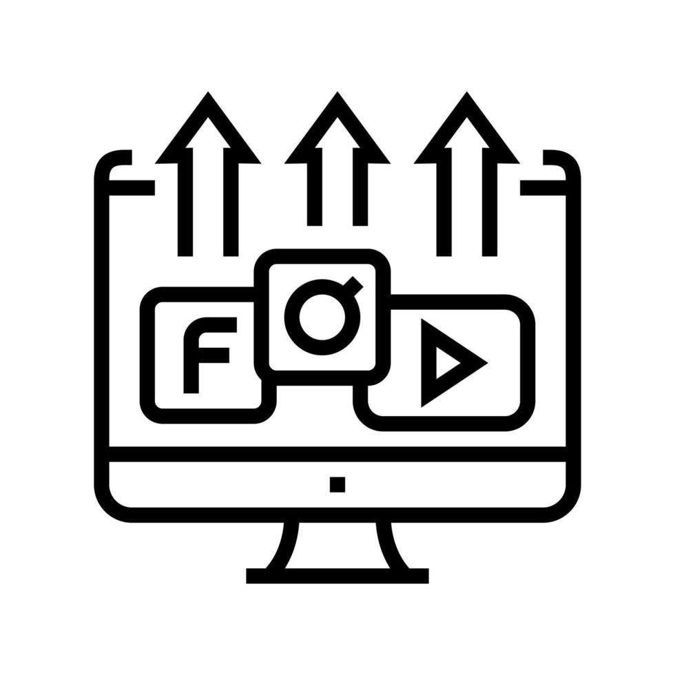blog photo social pages promotion line icon vector illustration