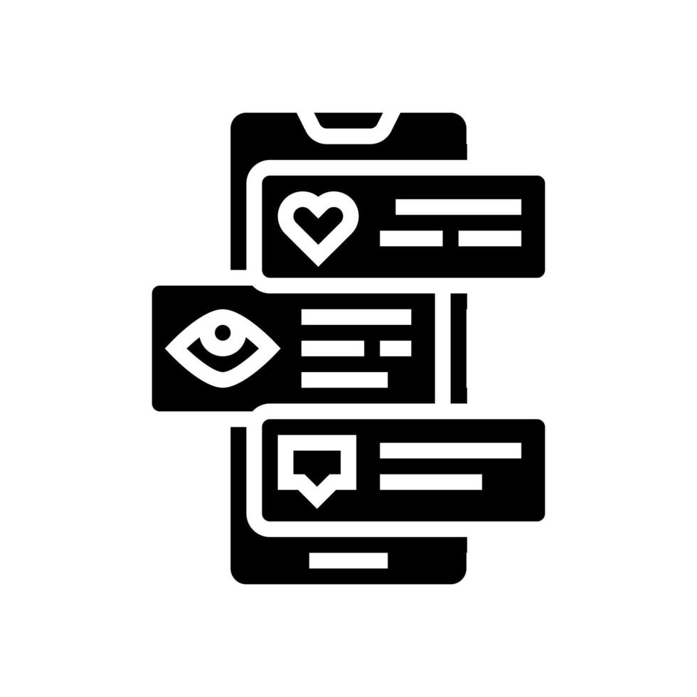 smm like view and comment phone screen glyph icon vector illustration