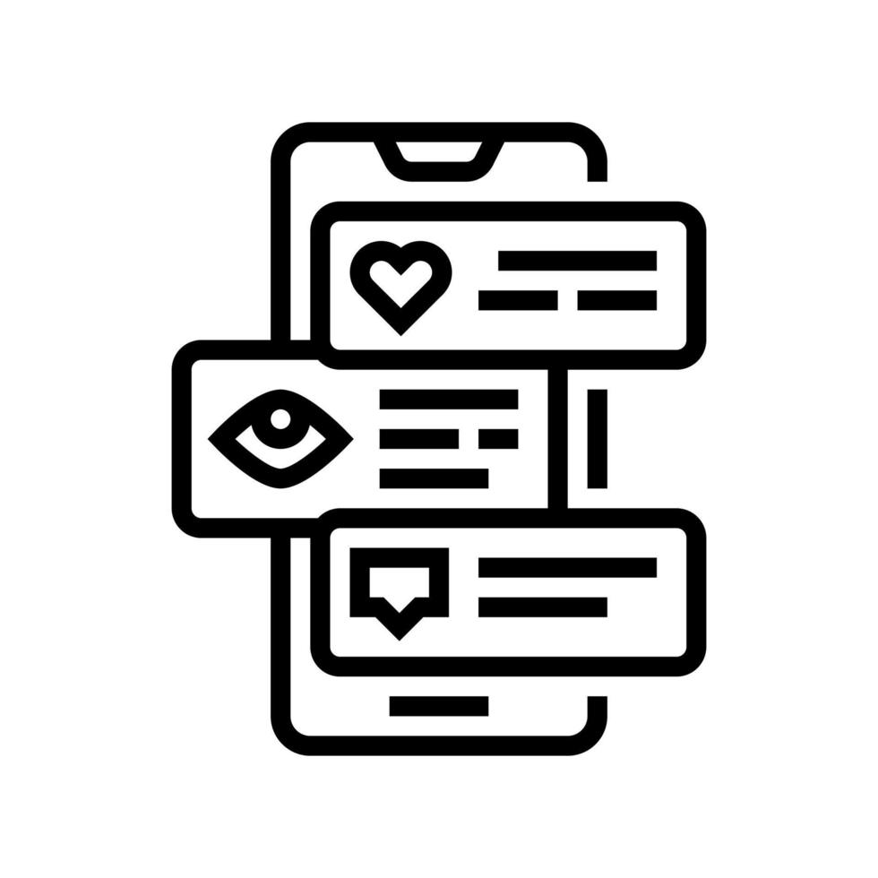 smm like view and comment phone screen line icon vector illustration