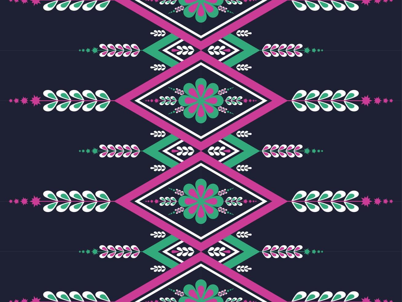 patrón geométrico étnico sin fisuras tradicional. decoración de flores de colores. diseño para fondo, papel tapiz, ilustración vectorial, textil, tela, ropa, batik, alfombra, bordado. vector