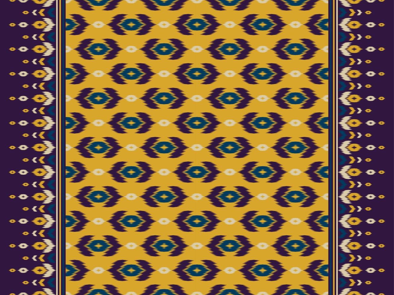 Ikat pattern yellow art. Ethnic seamless pattern in tribal. Design for background, wallpaper, vector illustration, textile, fabric, clothing, carpet, embroidery.