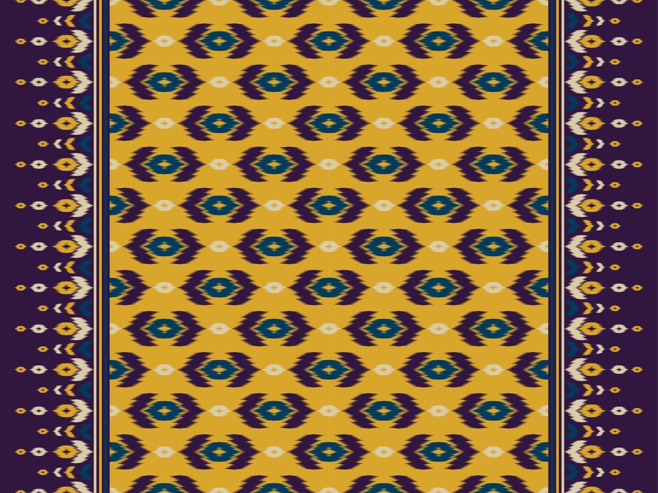 Ikat pattern yellow art. Ethnic seamless pattern in tribal. Design for background, wallpaper, vector illustration, textile, fabric, clothing, carpet, embroidery.