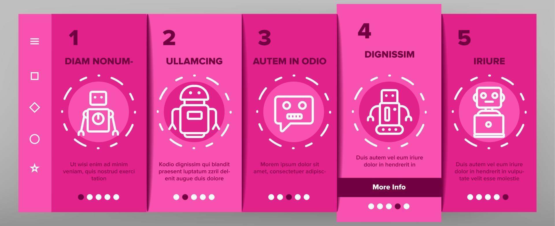 Robot High Technology Onboarding Icons Set Vector