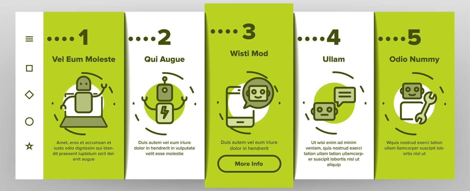 Robot High Technology Onboarding Icons Set Vector