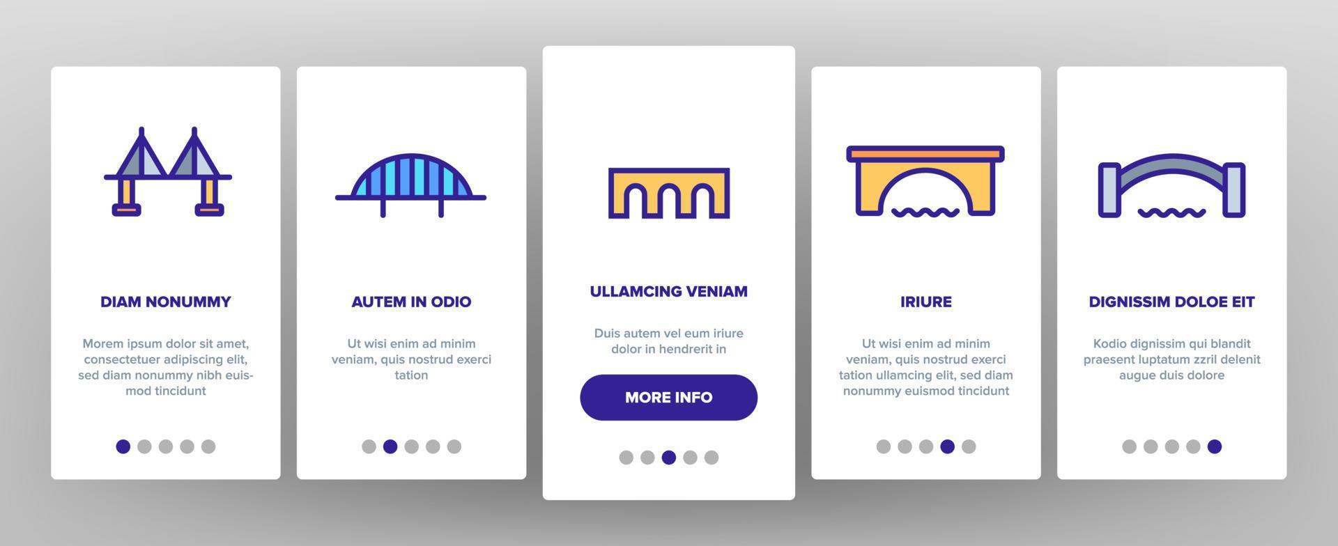 Bridge Construction Onboarding Icons Set Vector