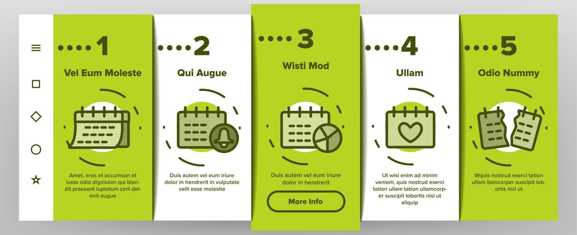 Schedule Onboarding Icons Set Vector