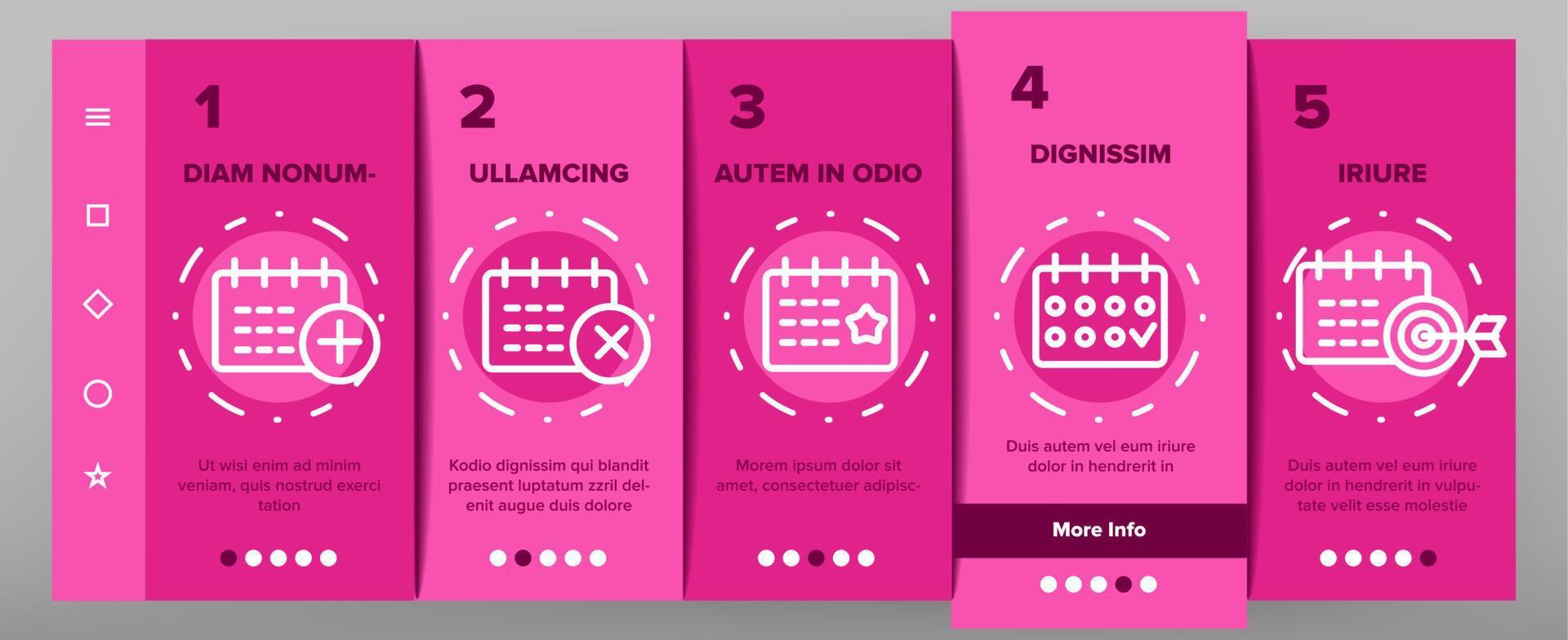 Schedule Onboarding Icons Set Vector