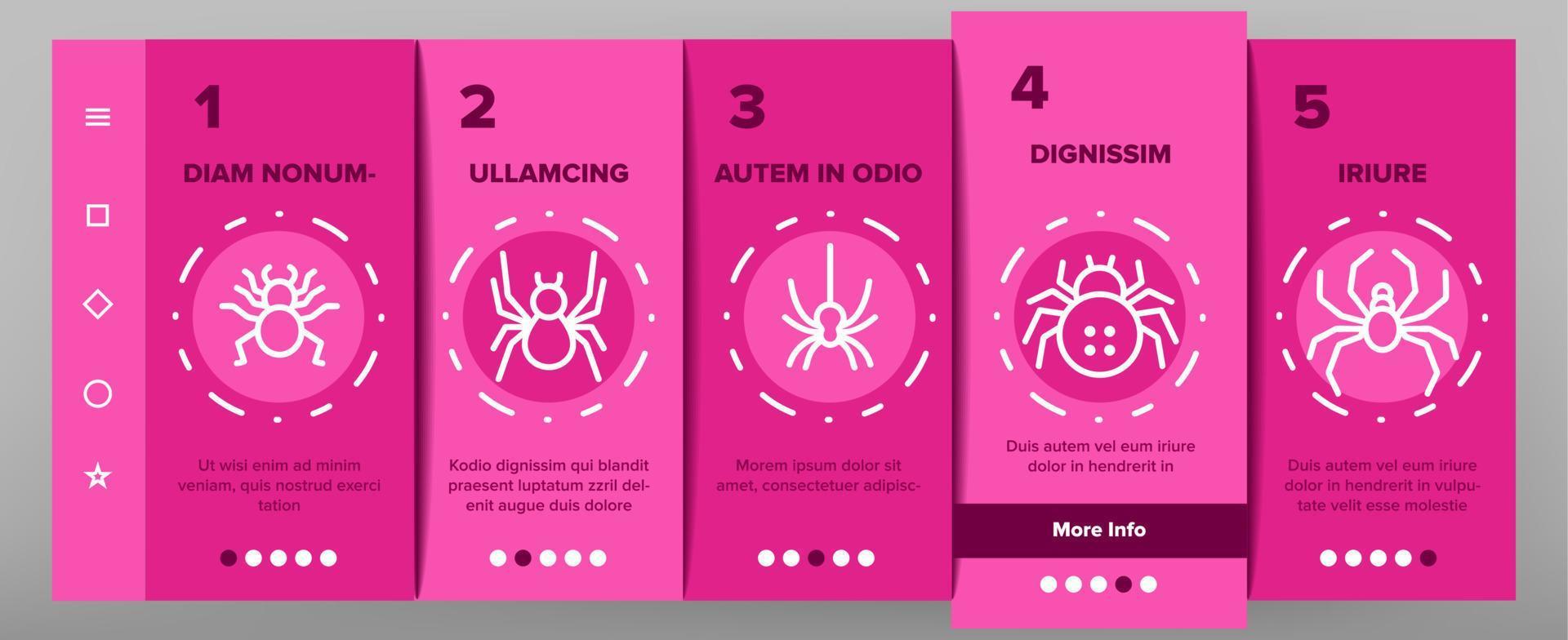 conjunto de iconos de incorporación de silueta de araña vector