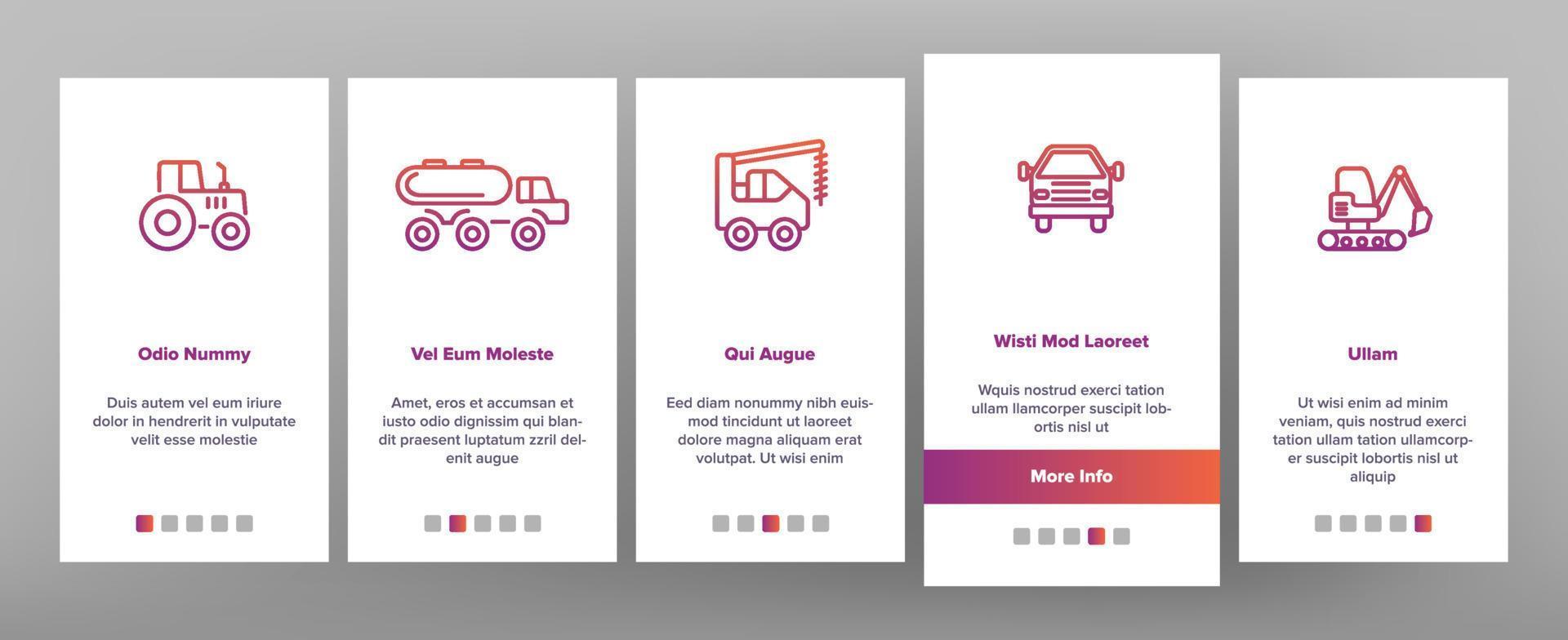 Construction Work Elements Vector Onboarding Mobile App Page Screen