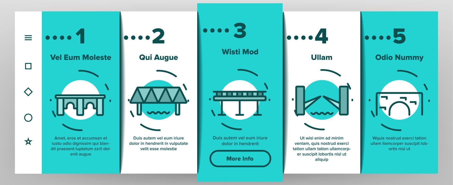 Bridge Construction Onboarding Icons Set Vector