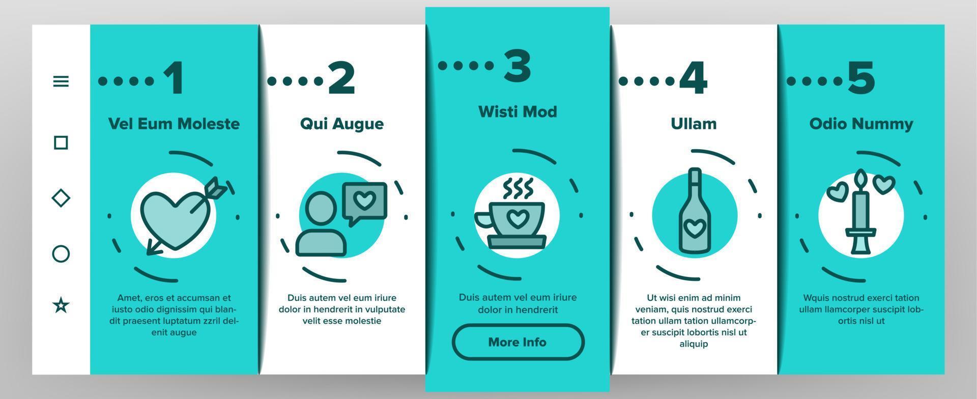 Dating Love Onboarding Icons Set Vector