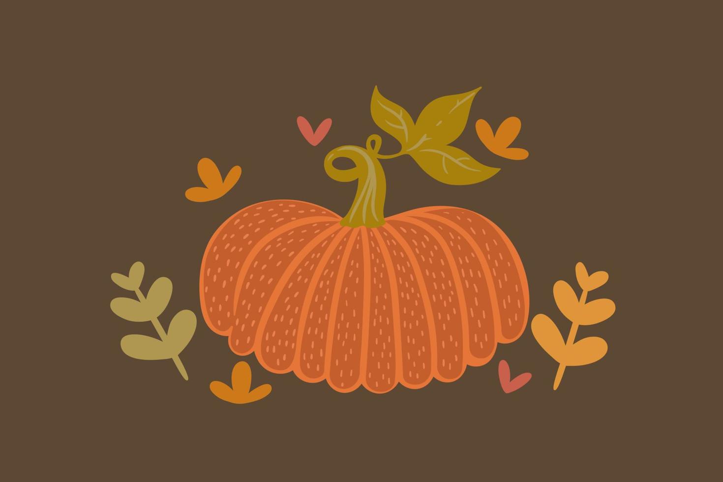 Poster with autumn pumpkin in warm colors. Vector graphics