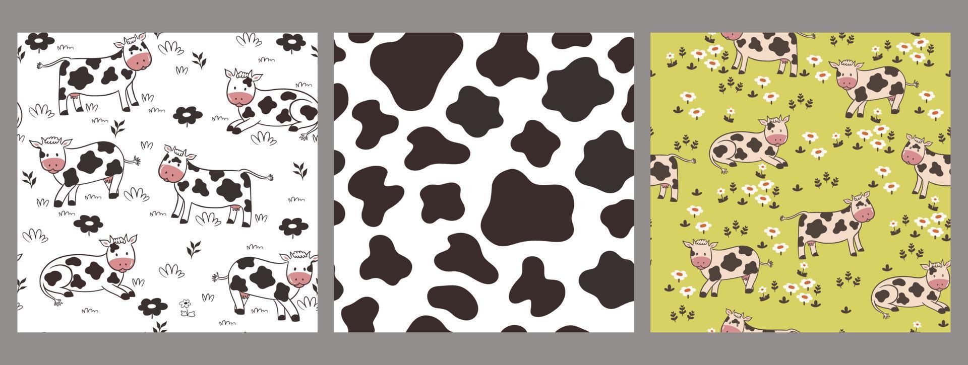 conjunto de patrones sin fisuras con vacas. gráficos vectoriales vector