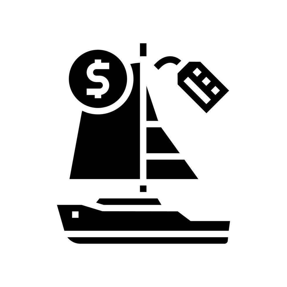 signo de ilustración de vector de icono de glifo de alquiler de barcos