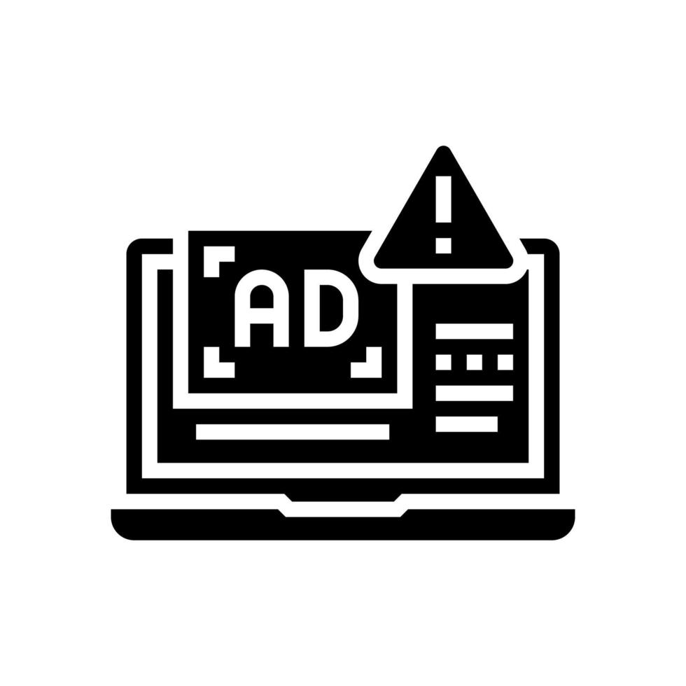 advertise laptop screen glyph icon vector illustration
